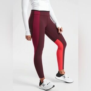 Athleta Burgundy and Red Colorblock Leggings size s